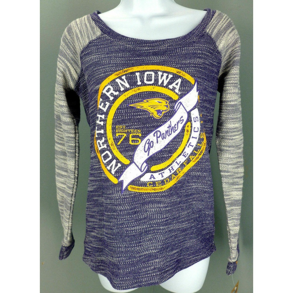Northern Iowa Panthers Sweatshirt Women's Small 4-6 Rivalry Threads Purple NEW